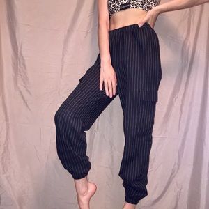 Pinstripe cuffed pants